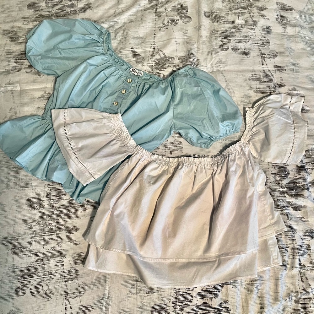 2 COTTON TOPS-BABY BLUE & WHITE🪻